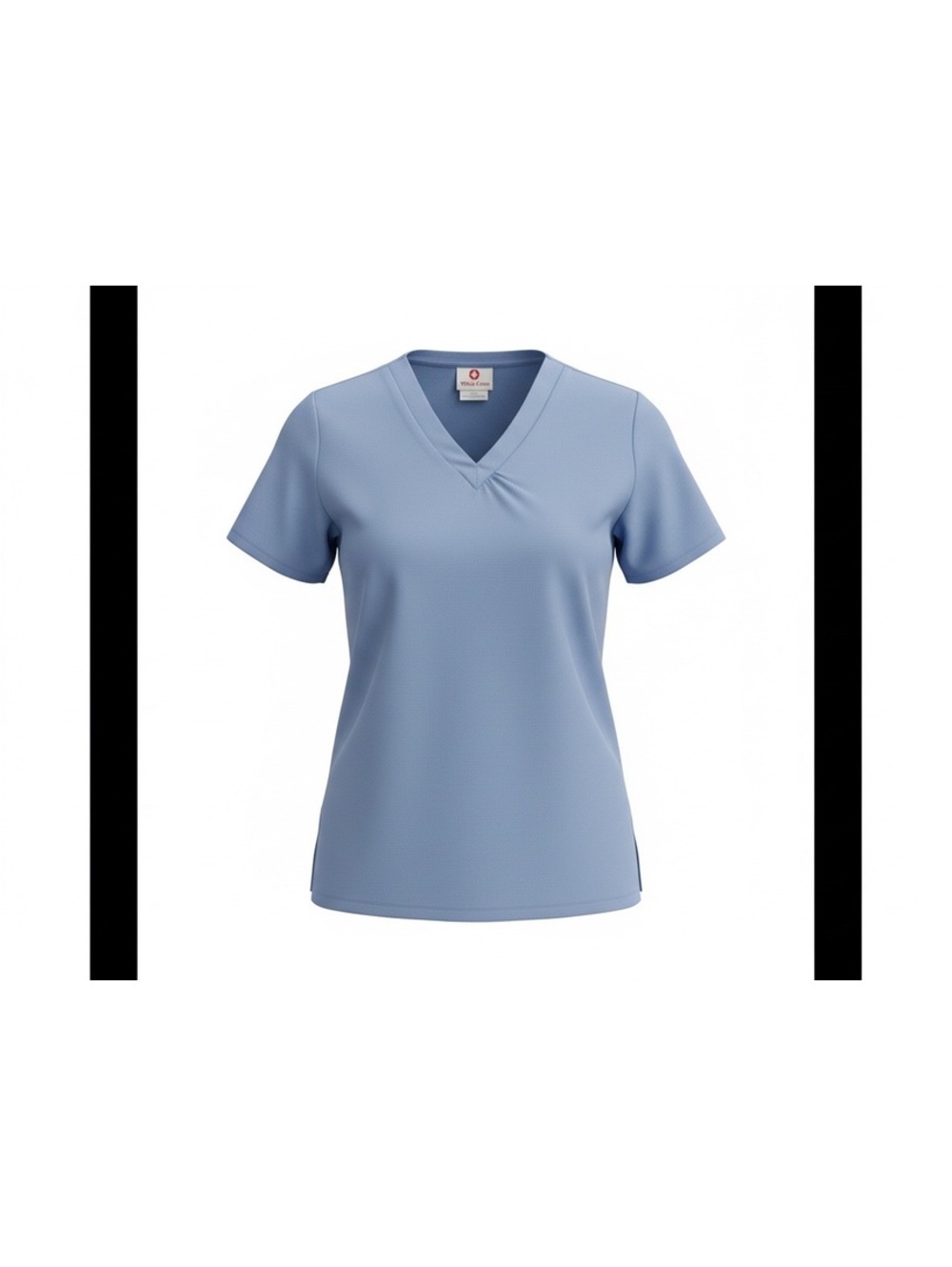 White Cross Blue Medical Scrub Top in Packaging